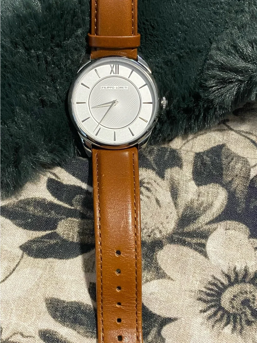 Filippo Loreti Men's Silver Dial Brown Leather Watch